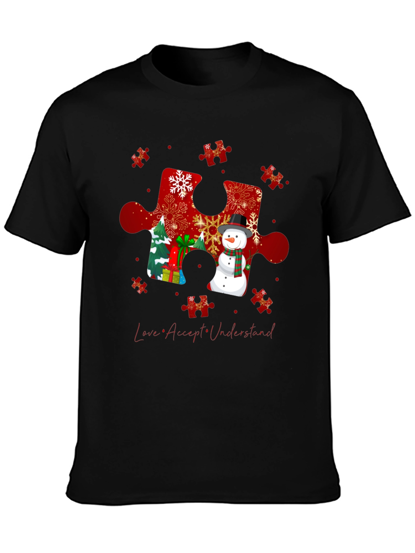 Autism Awareness Christmas Puzzle Piece T-Shirt