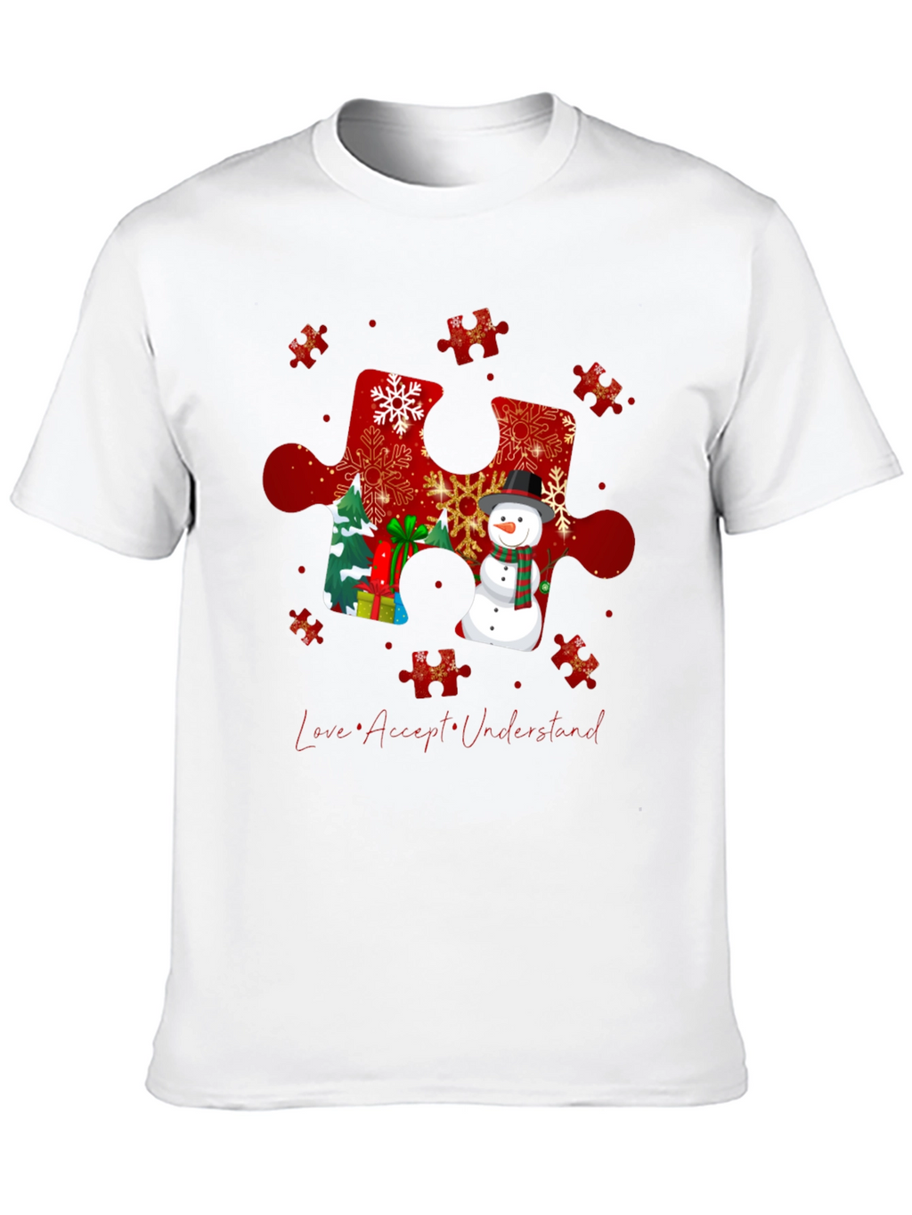 Autism Awareness Christmas Puzzle Piece T-Shirt