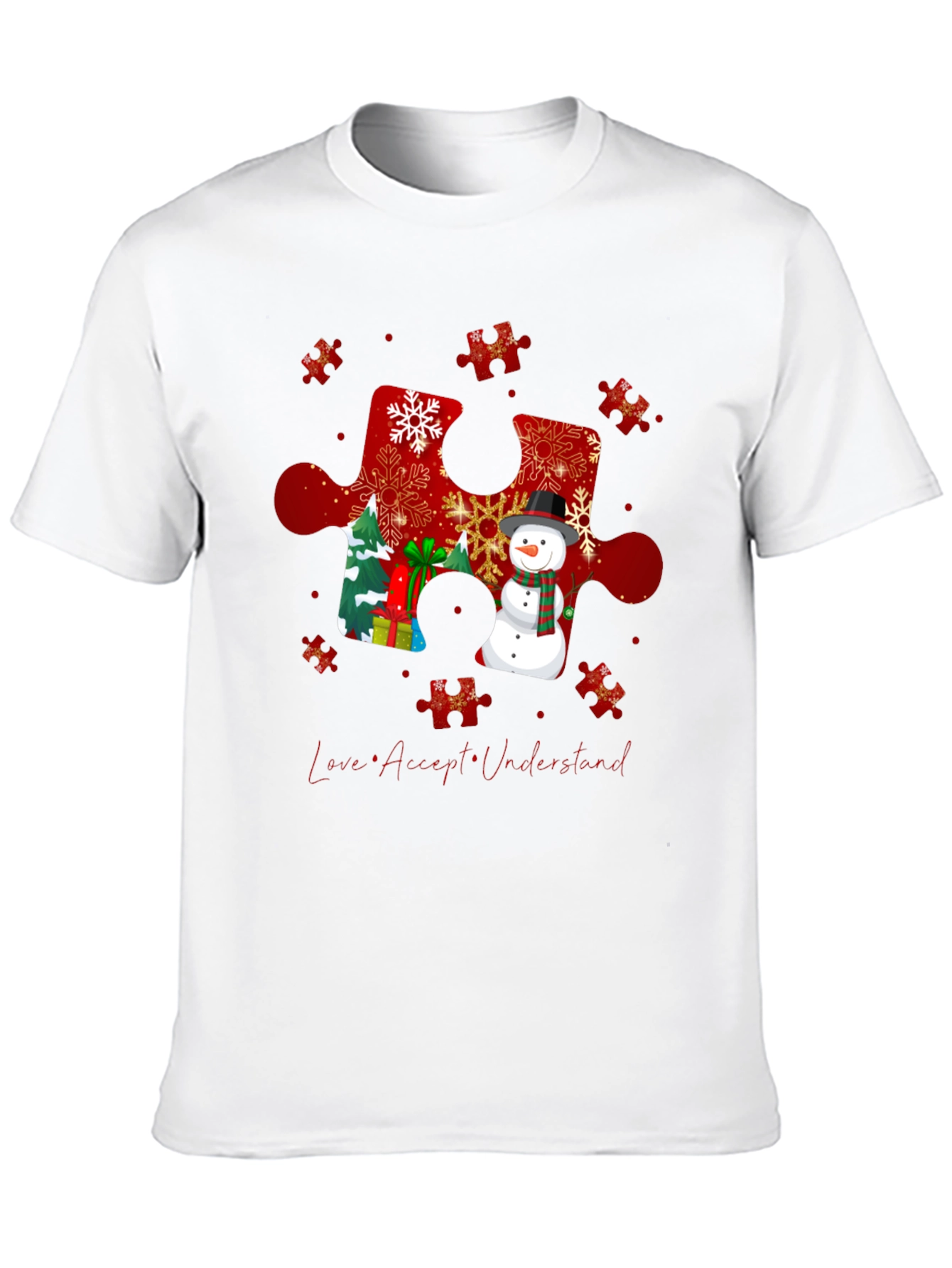 Autism Awareness Christmas Puzzle Piece T-Shirt