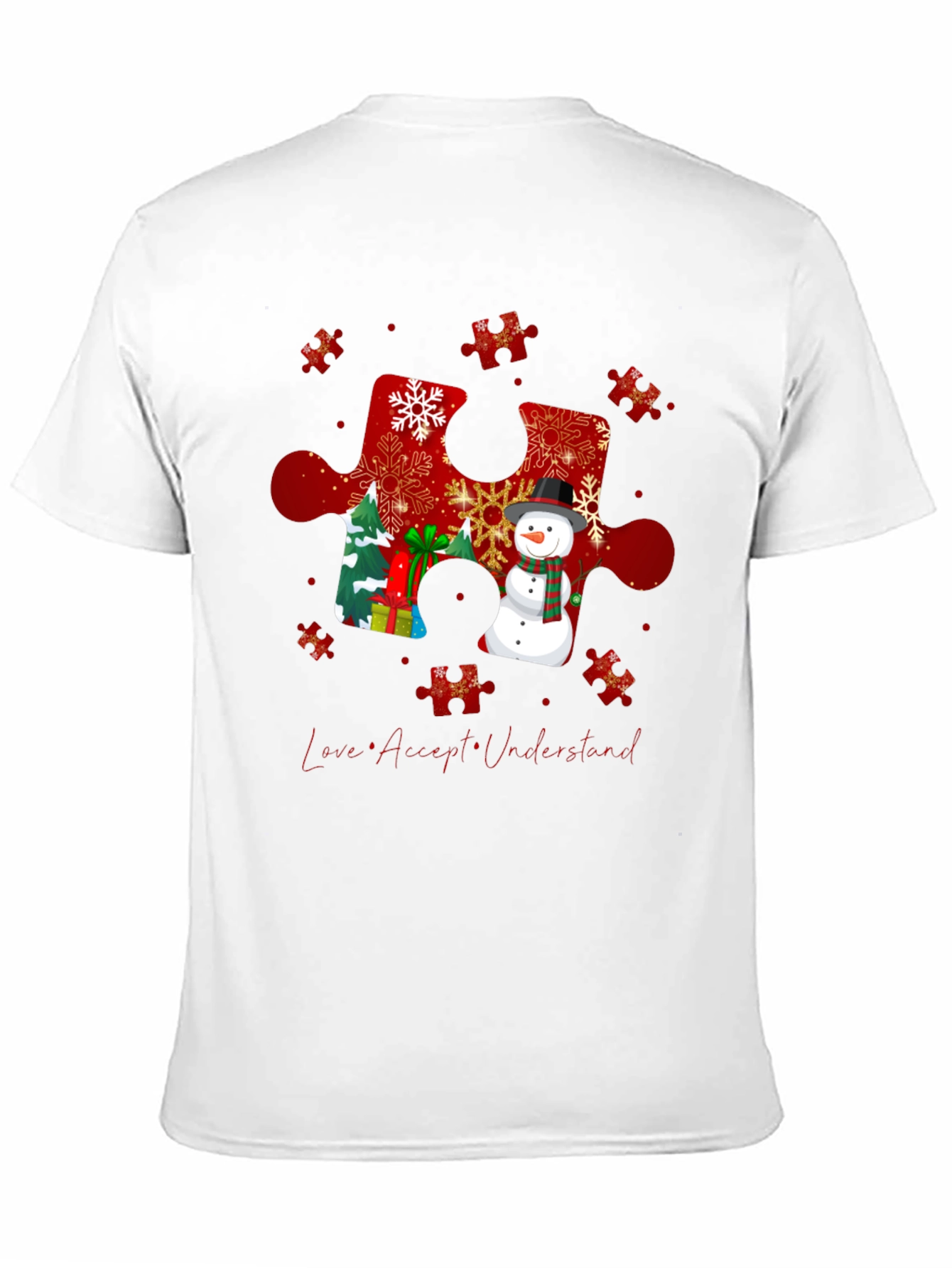 Autism Awareness Christmas Puzzle Piece T-Shirt
