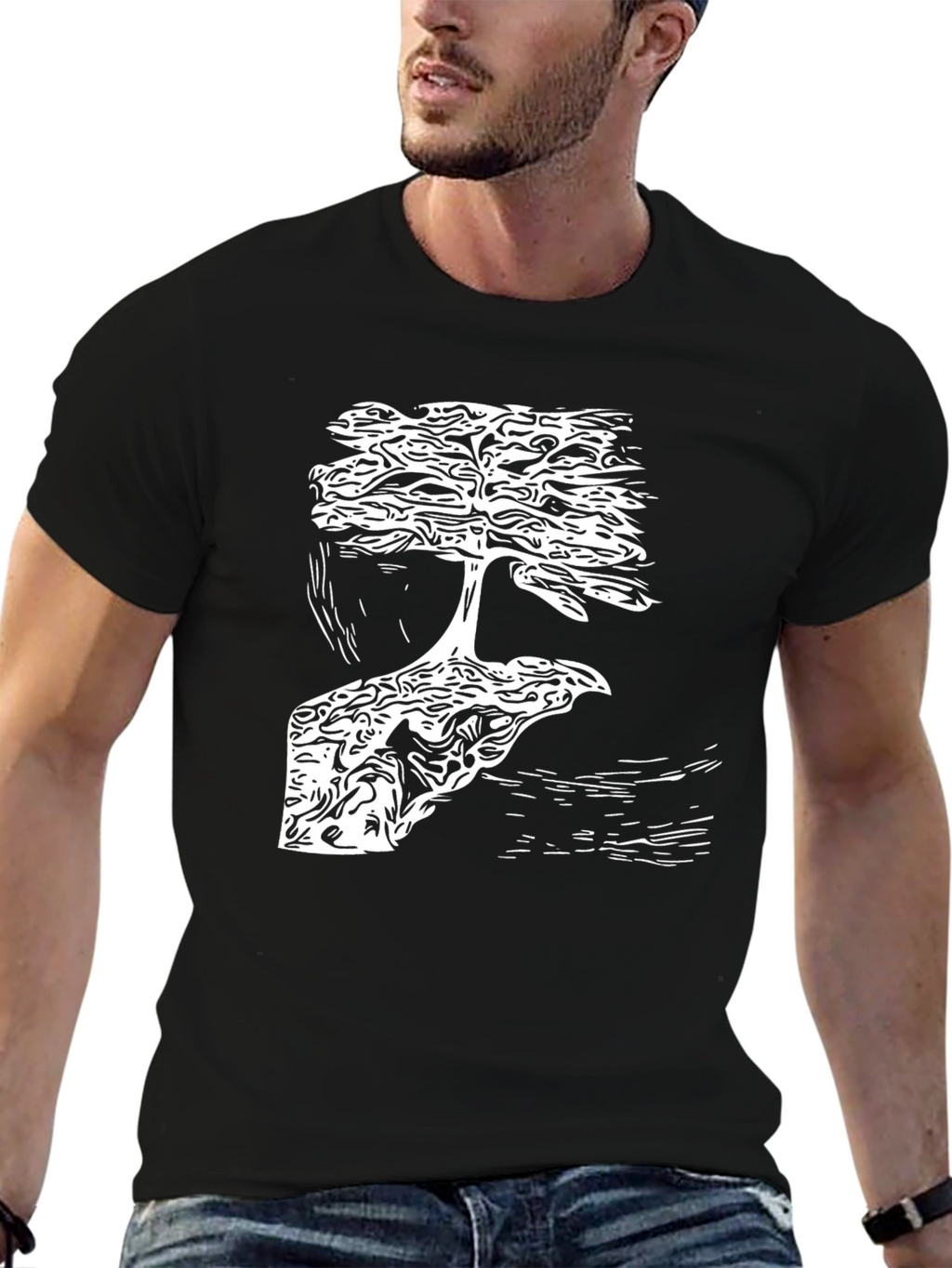 Bonsai Tree Graphic Tee - Stylish Black T-Shirt