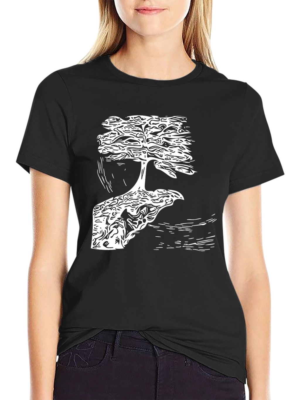 Bonsai Tree Graphic Tee - Stylish Black T-Shirt