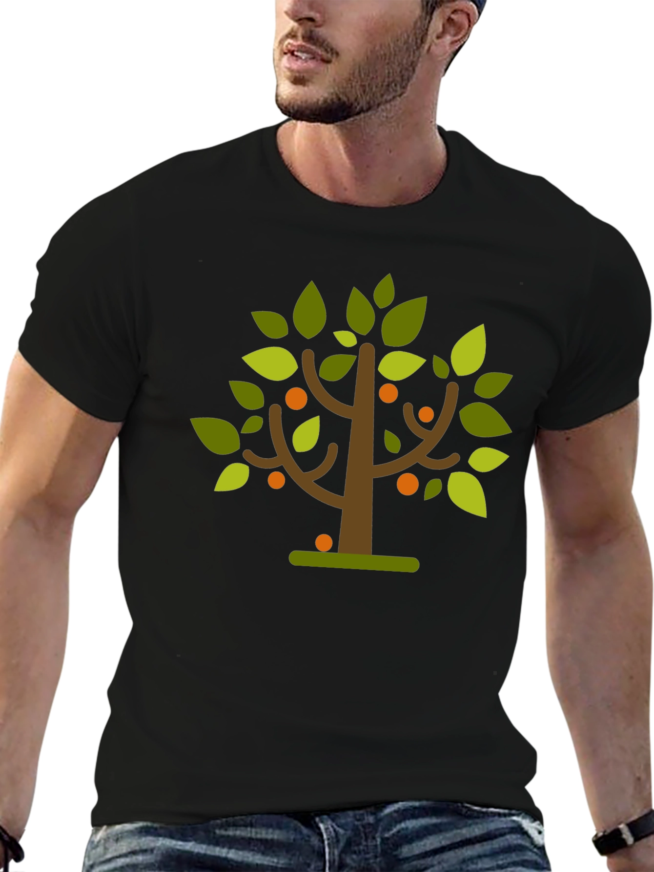 Whimsical Orchard Tee - Black Graphic T-Shirt