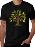 Whimsical Orchard Tee - Black Graphic T-Shirt