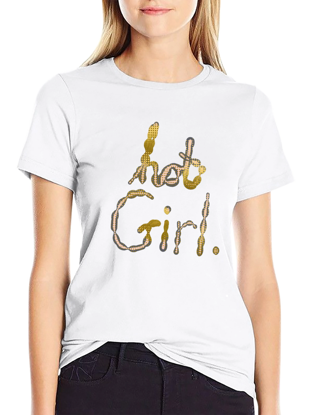 Hot Girl Graphic Print Black T-Shirt