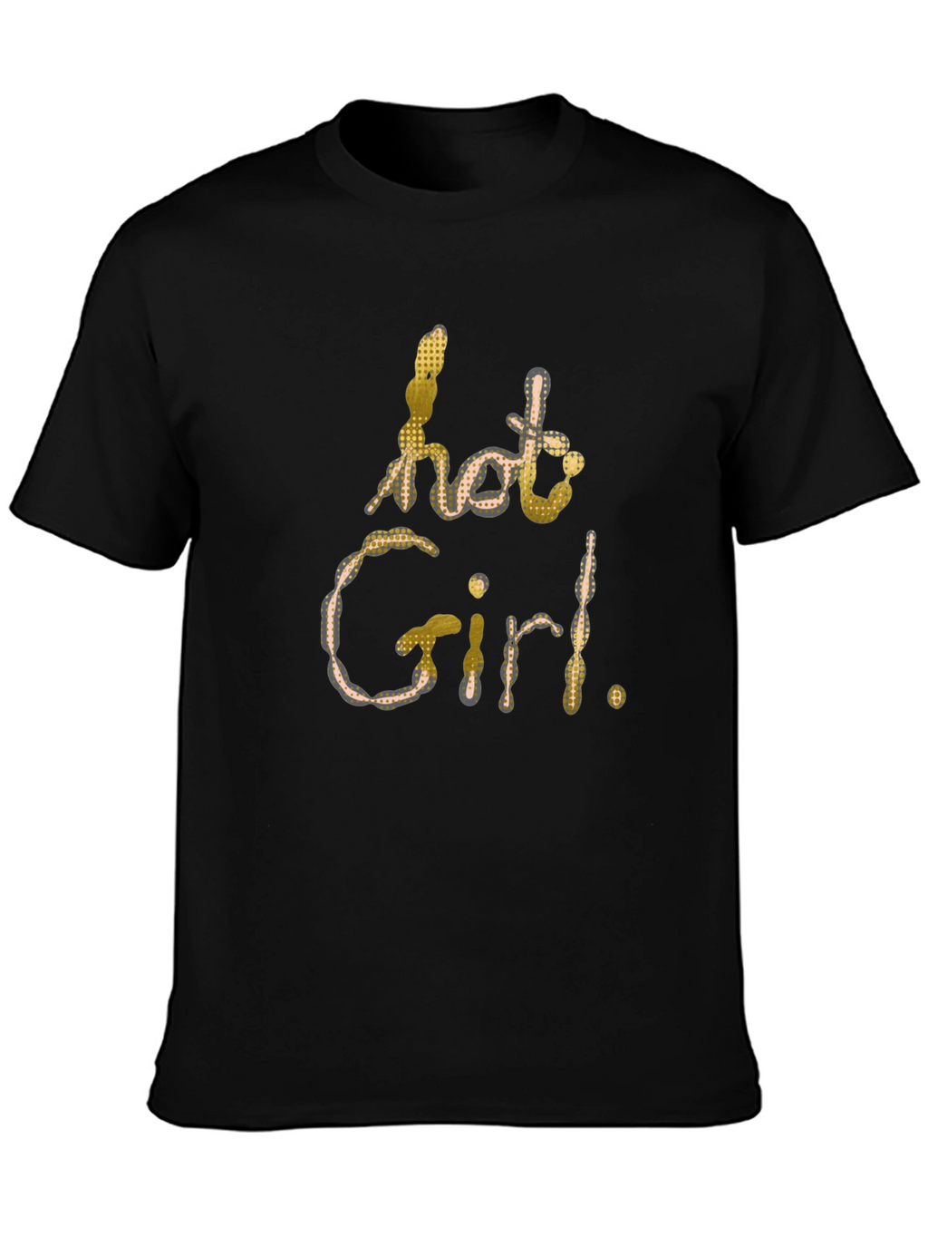 Hot Girl Graphic Print Black T-Shirt
