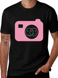 Smile Camera Graphic Tee - Black Cotton Blend