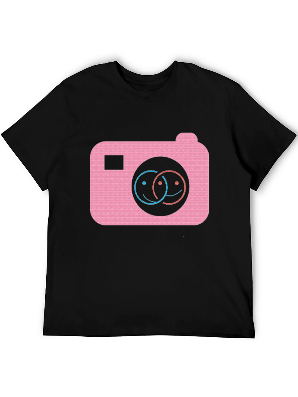 Smile Camera Graphic Tee - Black Cotton Blend