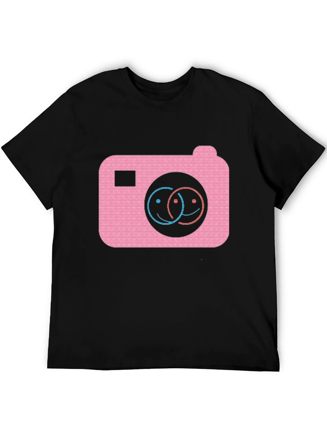 Smile Camera Graphic Tee - Black Cotton Blend