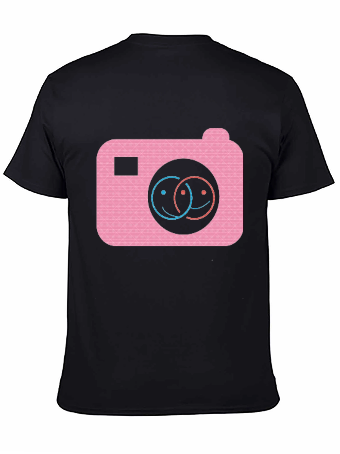Smile Camera Graphic Tee - Black Cotton Blend
