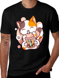 Cute Cat Boba Tea T-Shirt - Kawaii Kitten Design