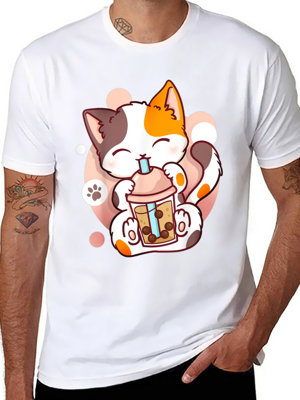 Cute Cat Boba Tea T-Shirt - Kawaii Kitten Design