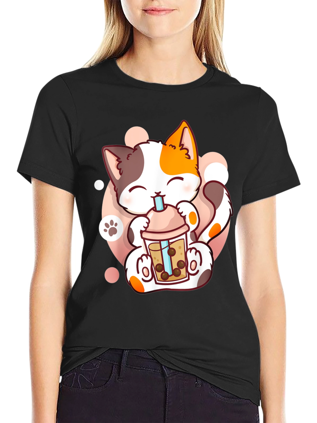 Cute Cat Boba Tea T-Shirt - Kawaii Kitten Design