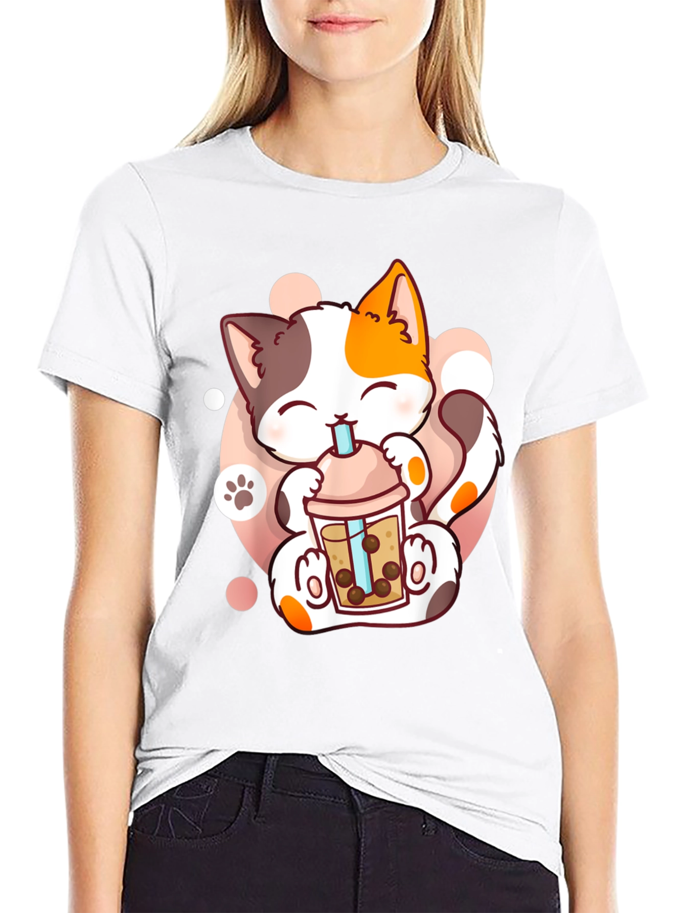 Cute Cat Boba Tea T-Shirt - Kawaii Kitten Design