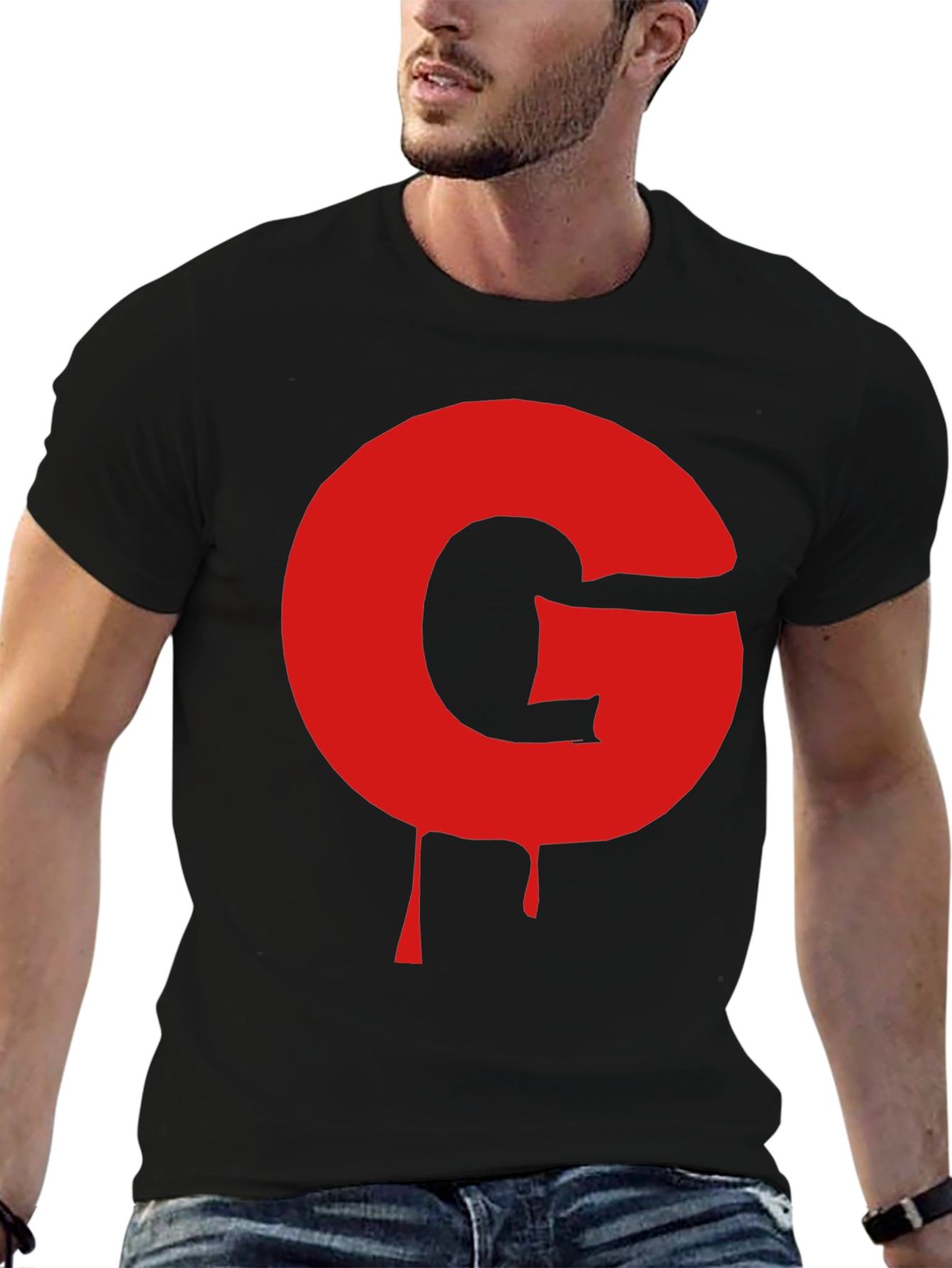 Black T-Shirt with Red G Drip Design