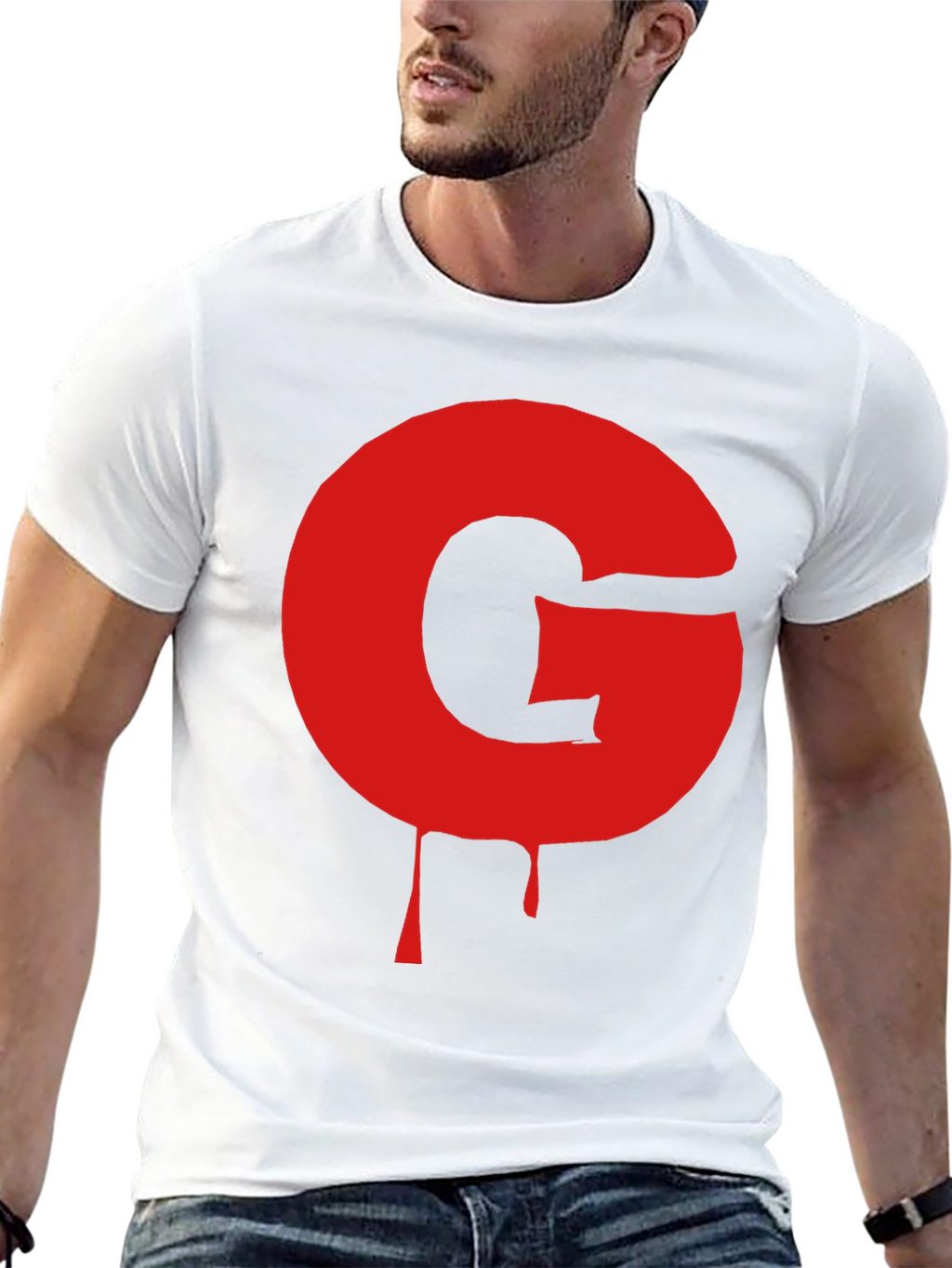 Black T-Shirt with Red G Drip Design