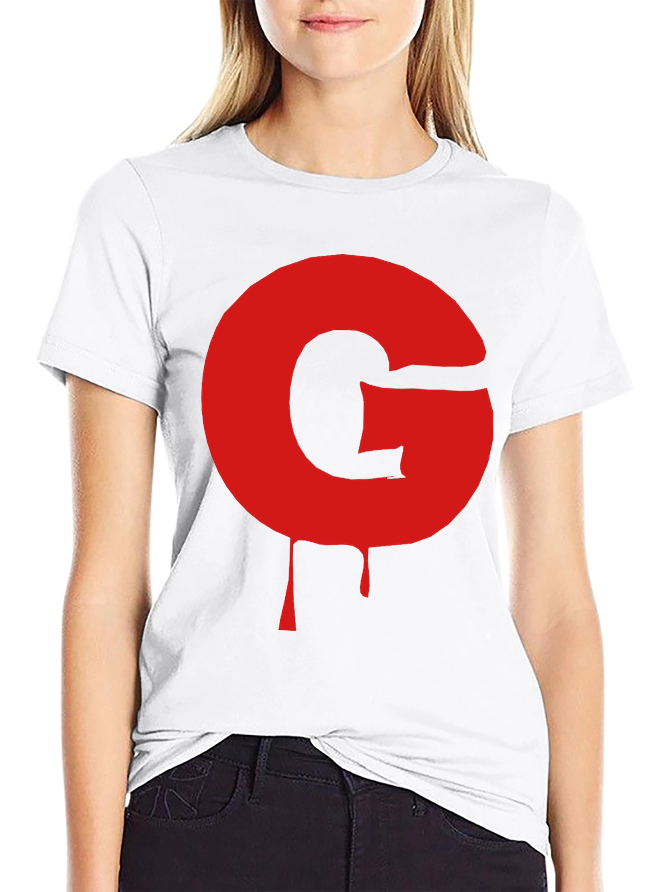 Black T-Shirt with Red G Drip Design