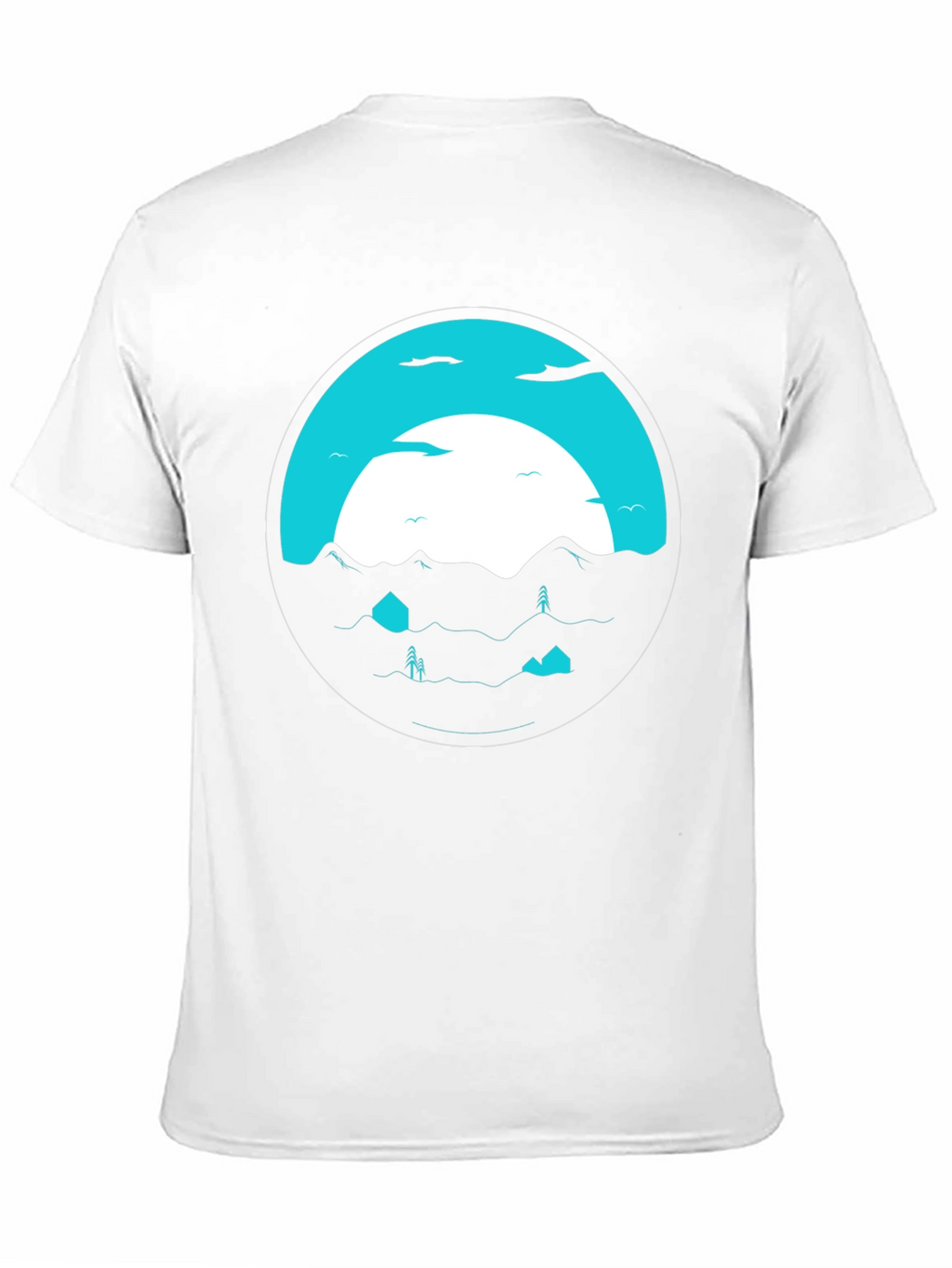Graphic Tee: Circular Mountainscape Design