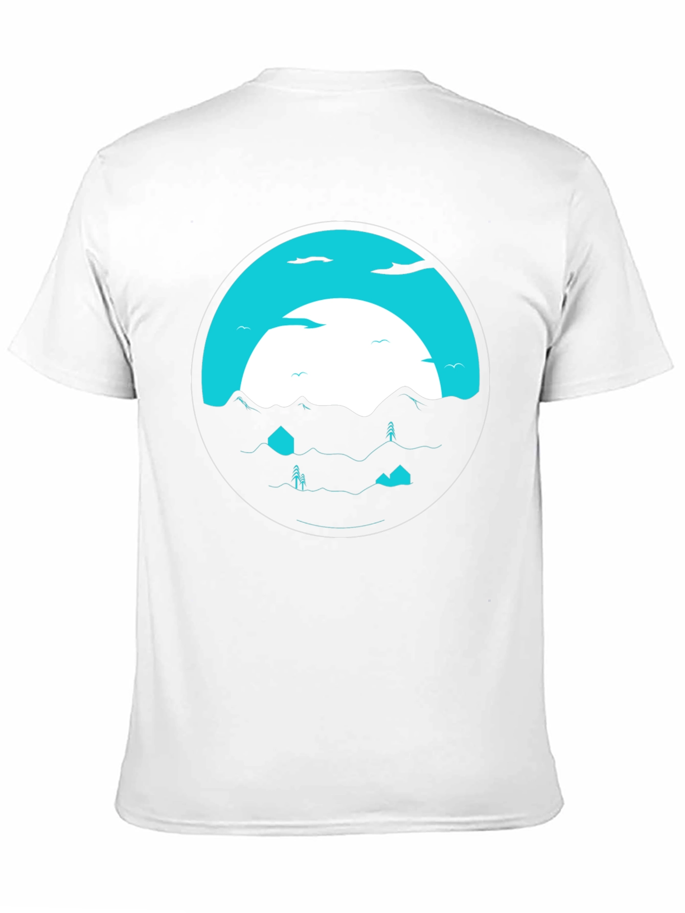 Graphic Tee: Circular Mountainscape Design