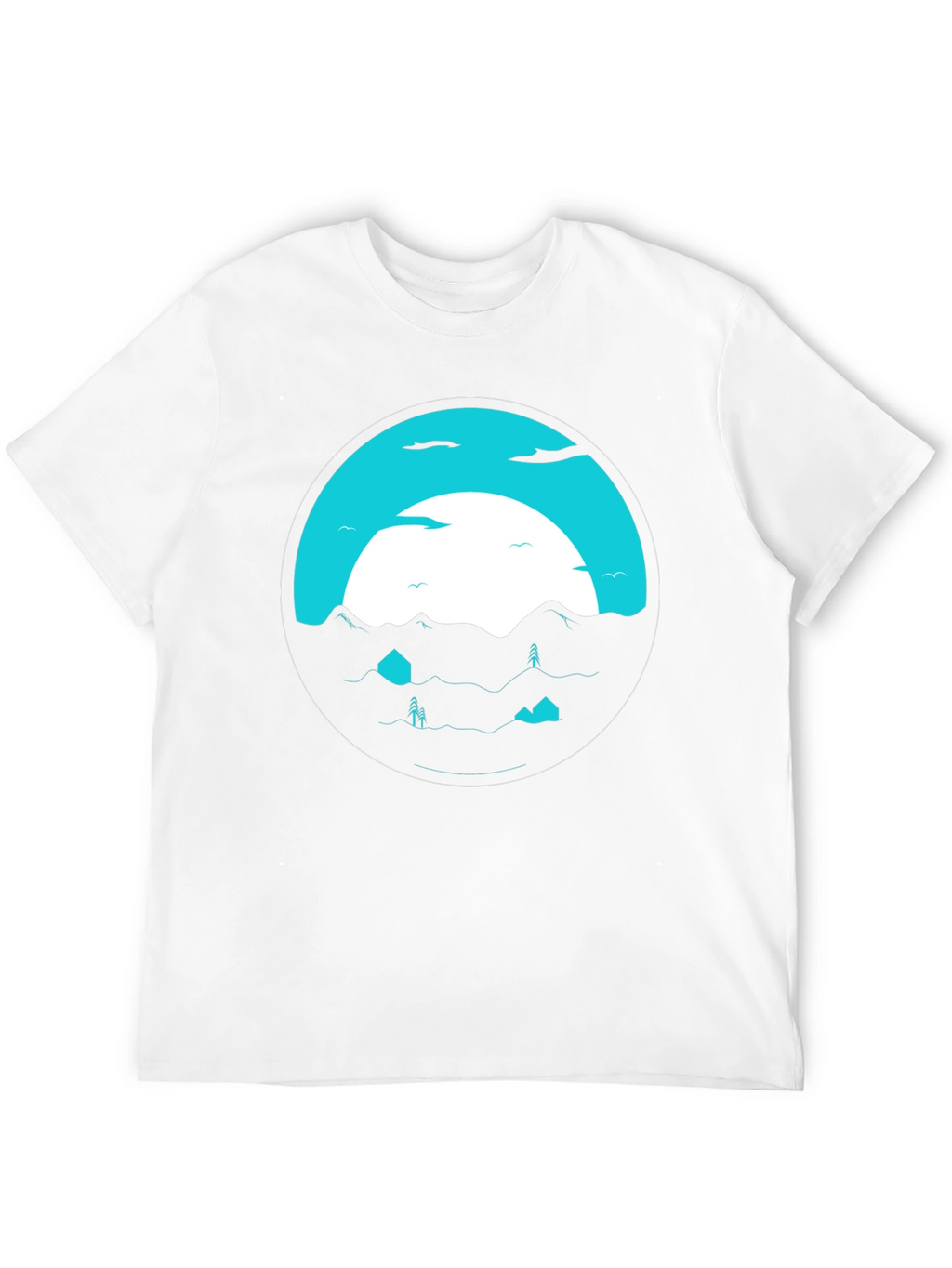 Graphic Tee: Circular Mountainscape Design