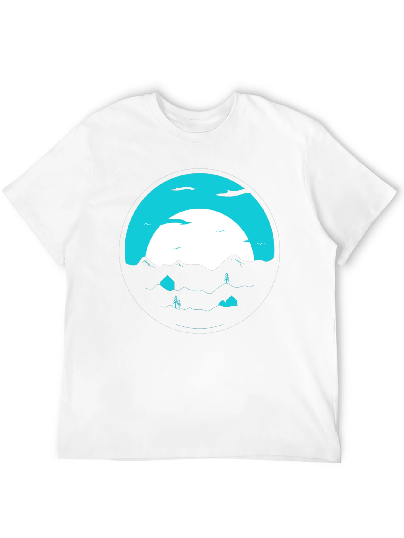 Graphic Tee: Circular Mountainscape Design