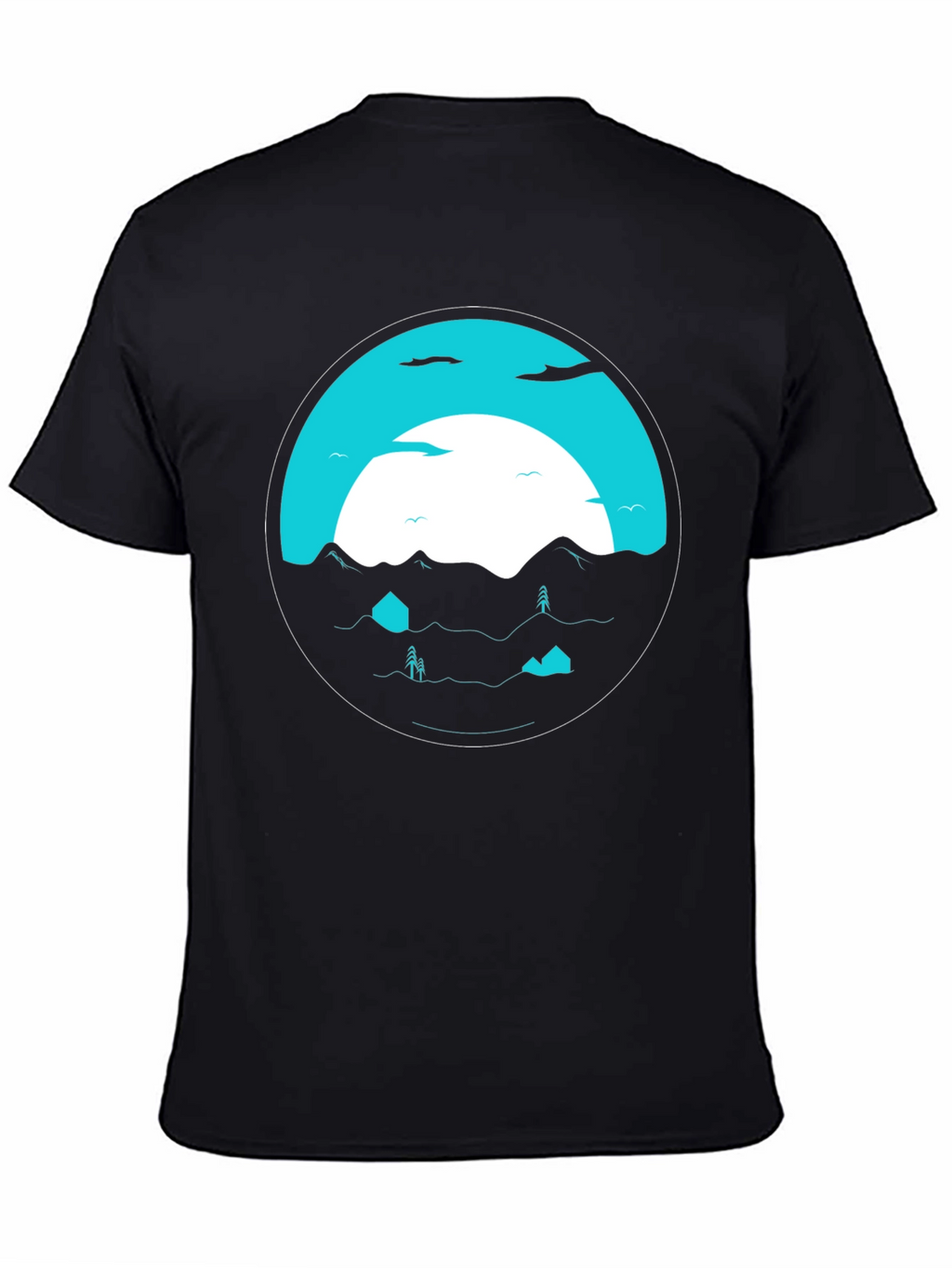 Graphic Tee: Circular Mountainscape Design