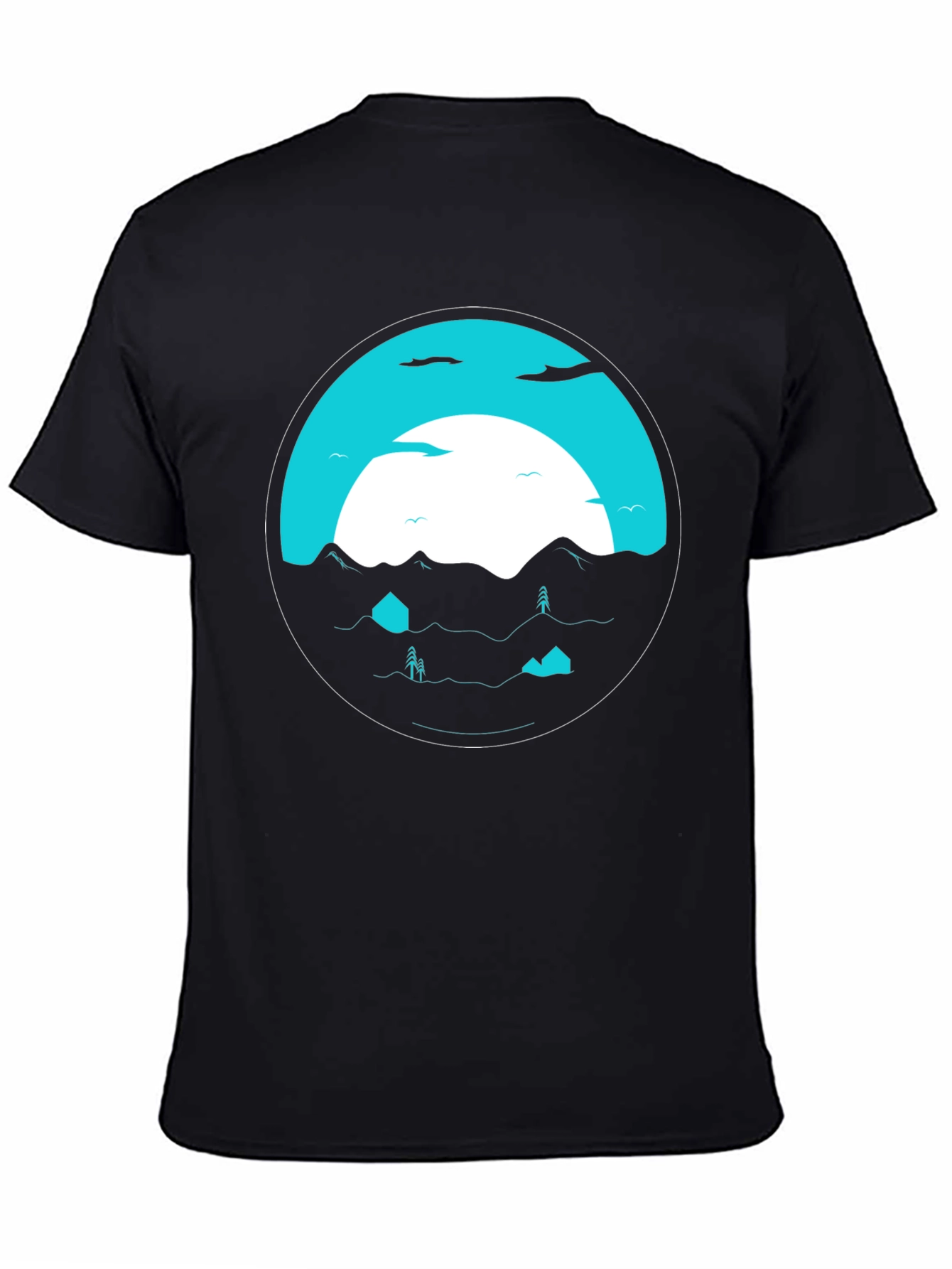 Graphic Tee: Circular Mountainscape Design