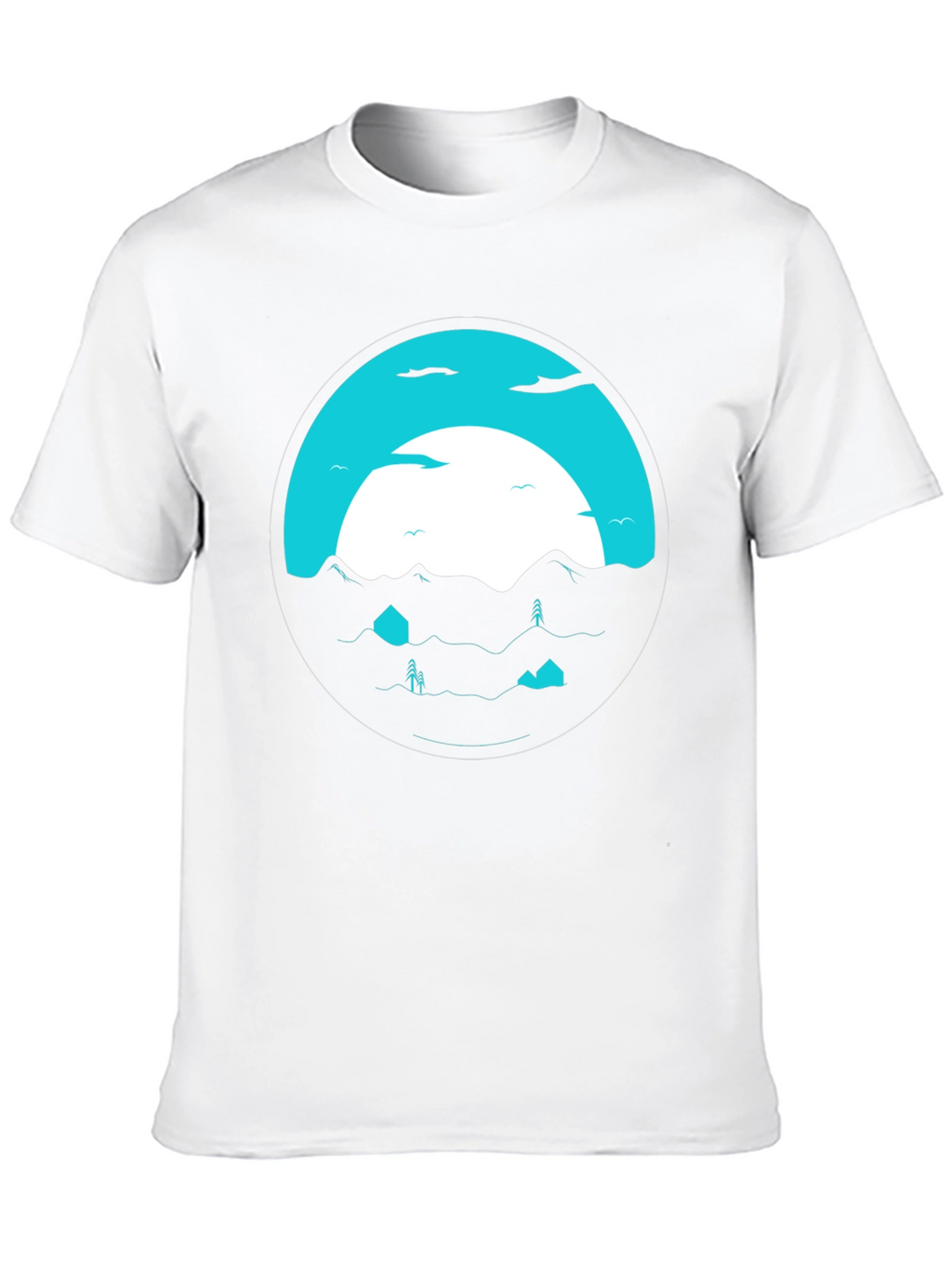 Graphic Tee: Circular Mountainscape Design