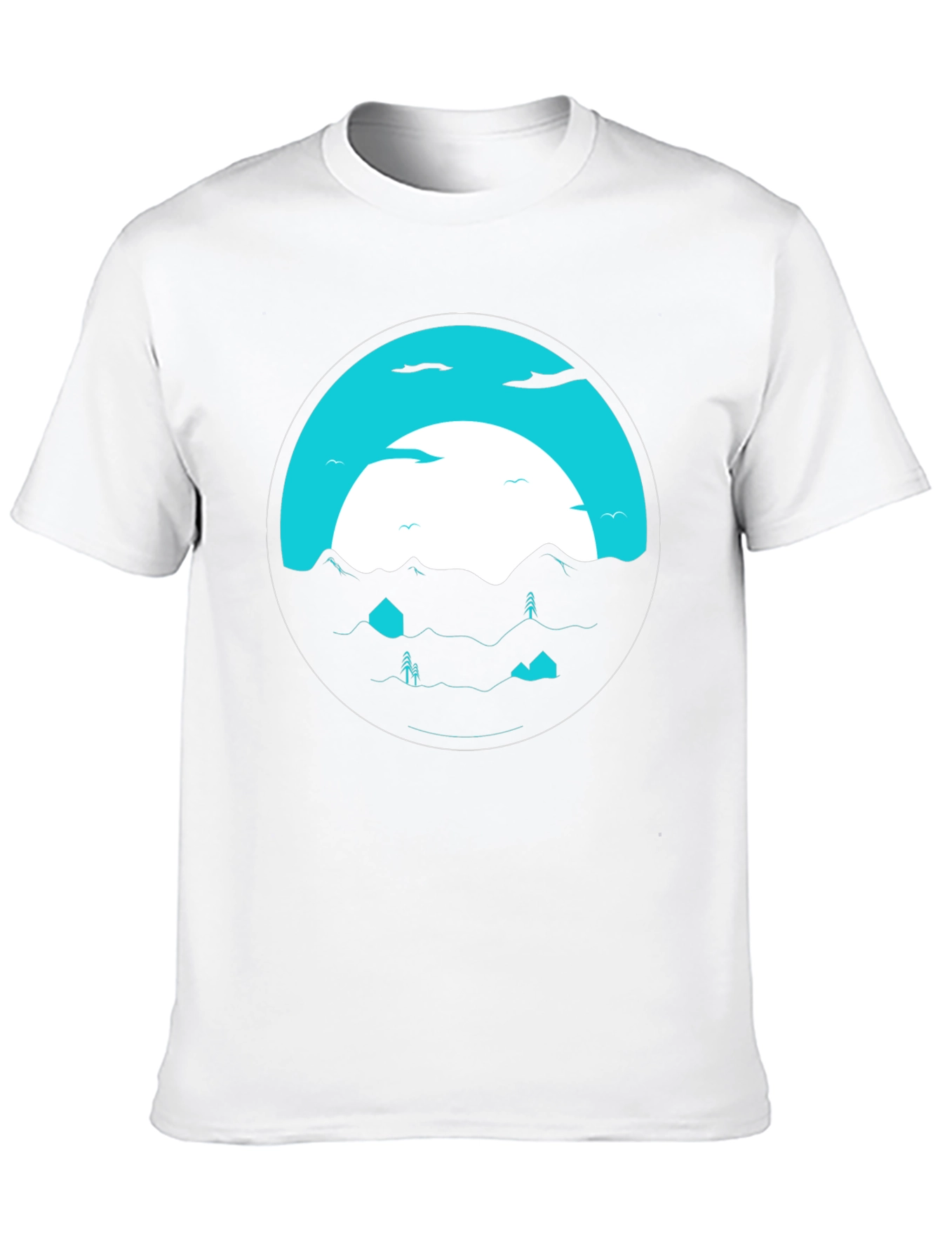 Graphic Tee: Circular Mountainscape Design