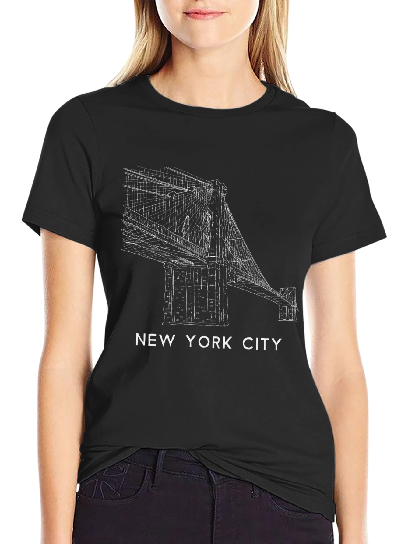 New York City Brooklyn Bridge Black T-Shirt