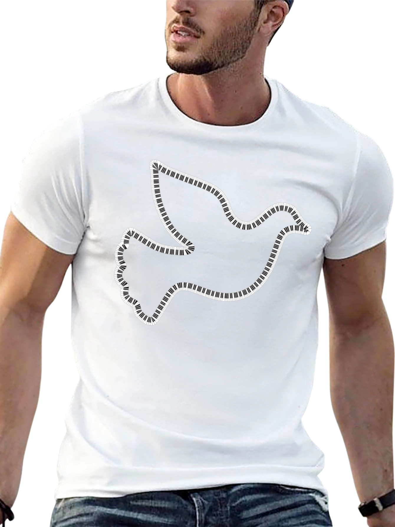 Dove Piano Keys Black T-Shirt