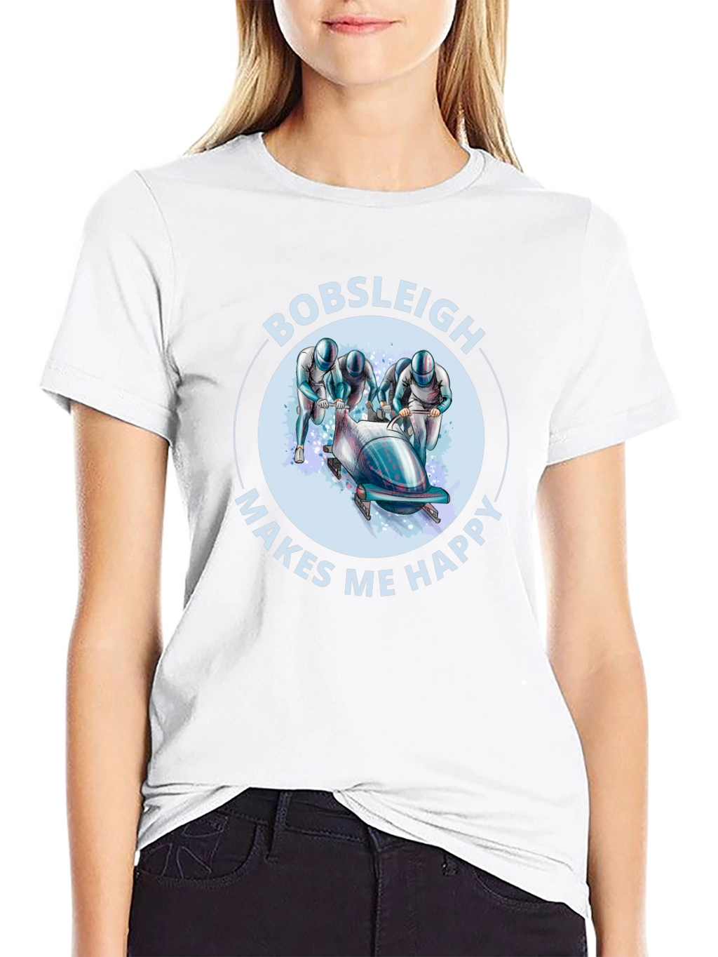 Bobsleigh Makes Me Happy Black T-Shirt