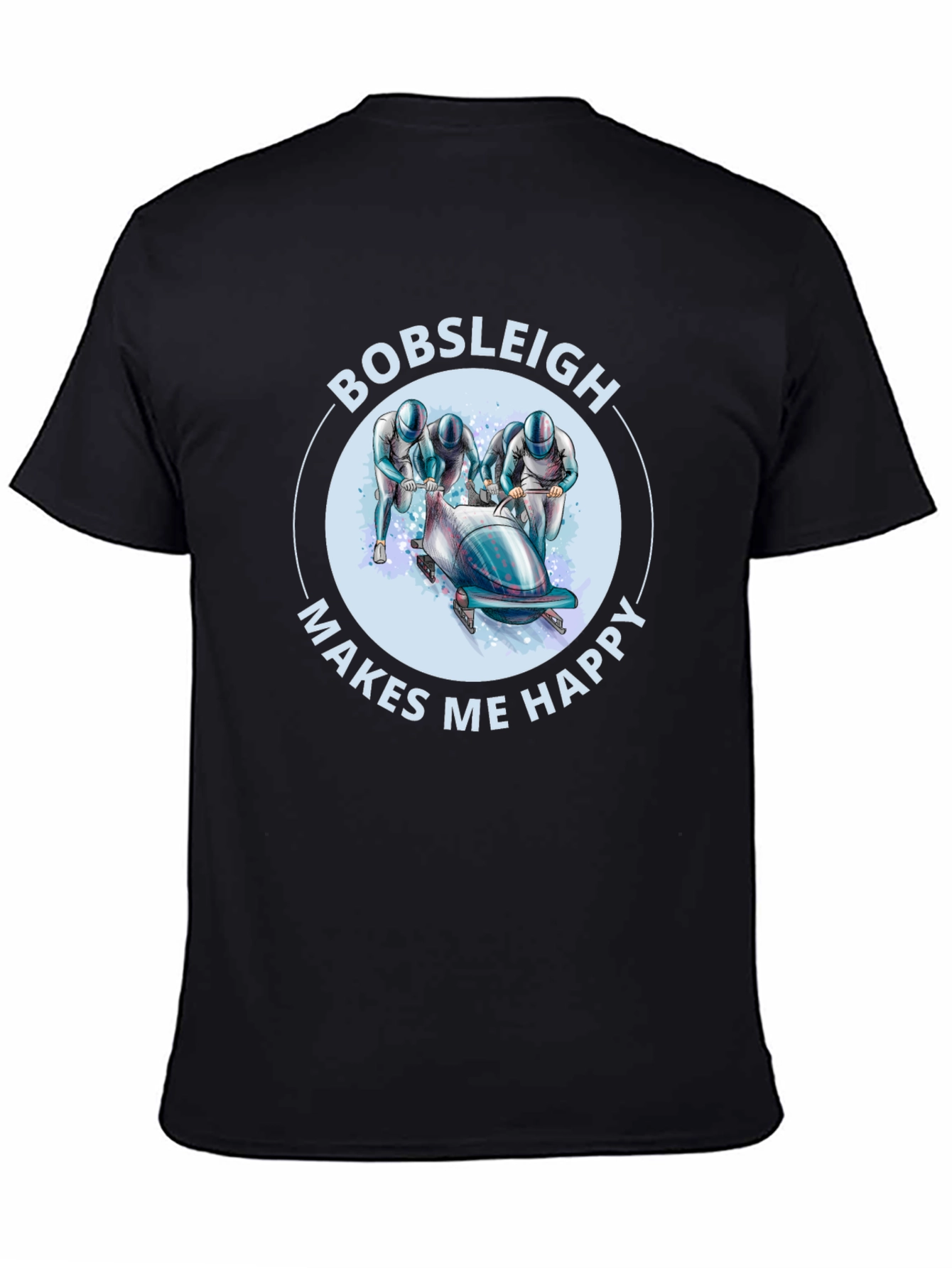 Bobsleigh Makes Me Happy Black T-Shirt