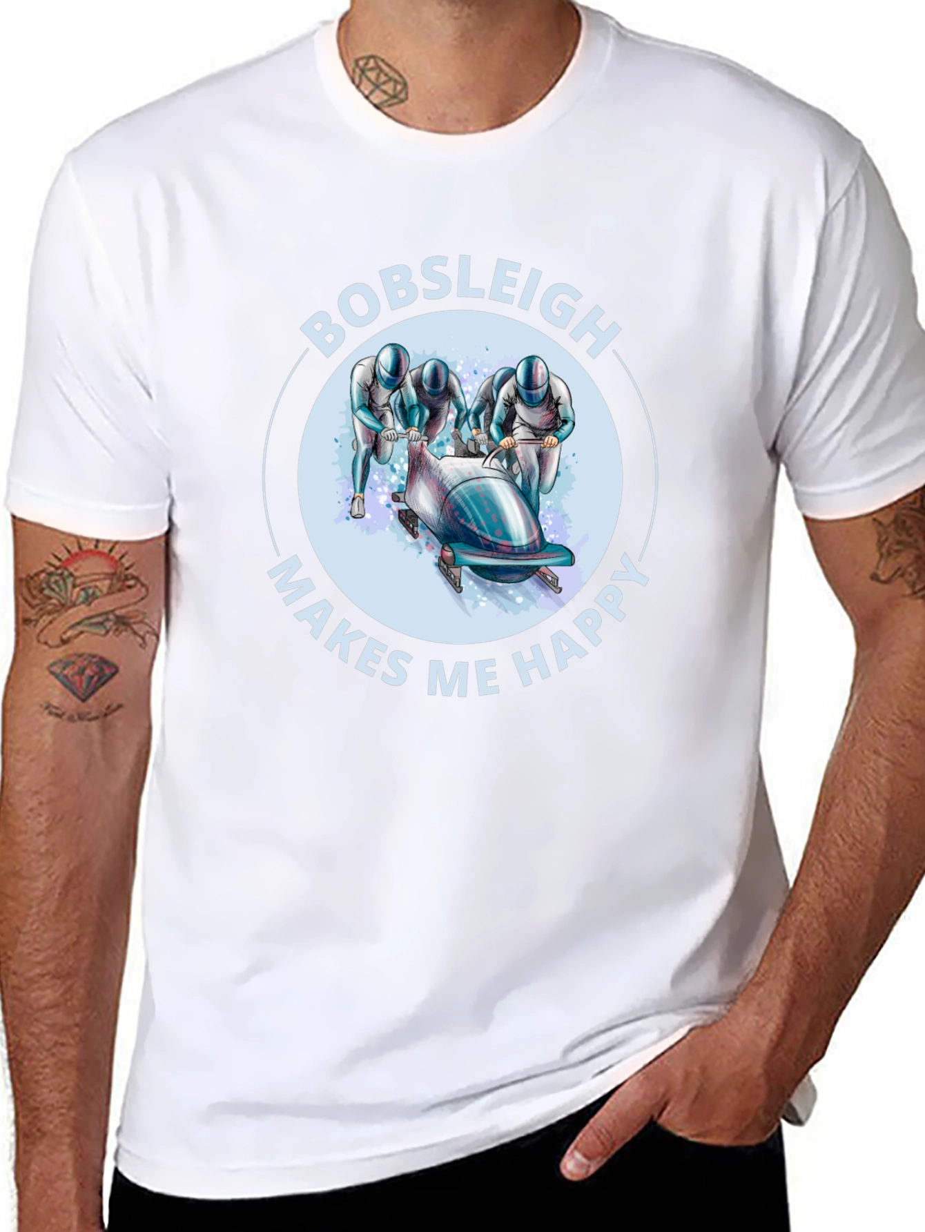 Bobsleigh Makes Me Happy Black T-Shirt