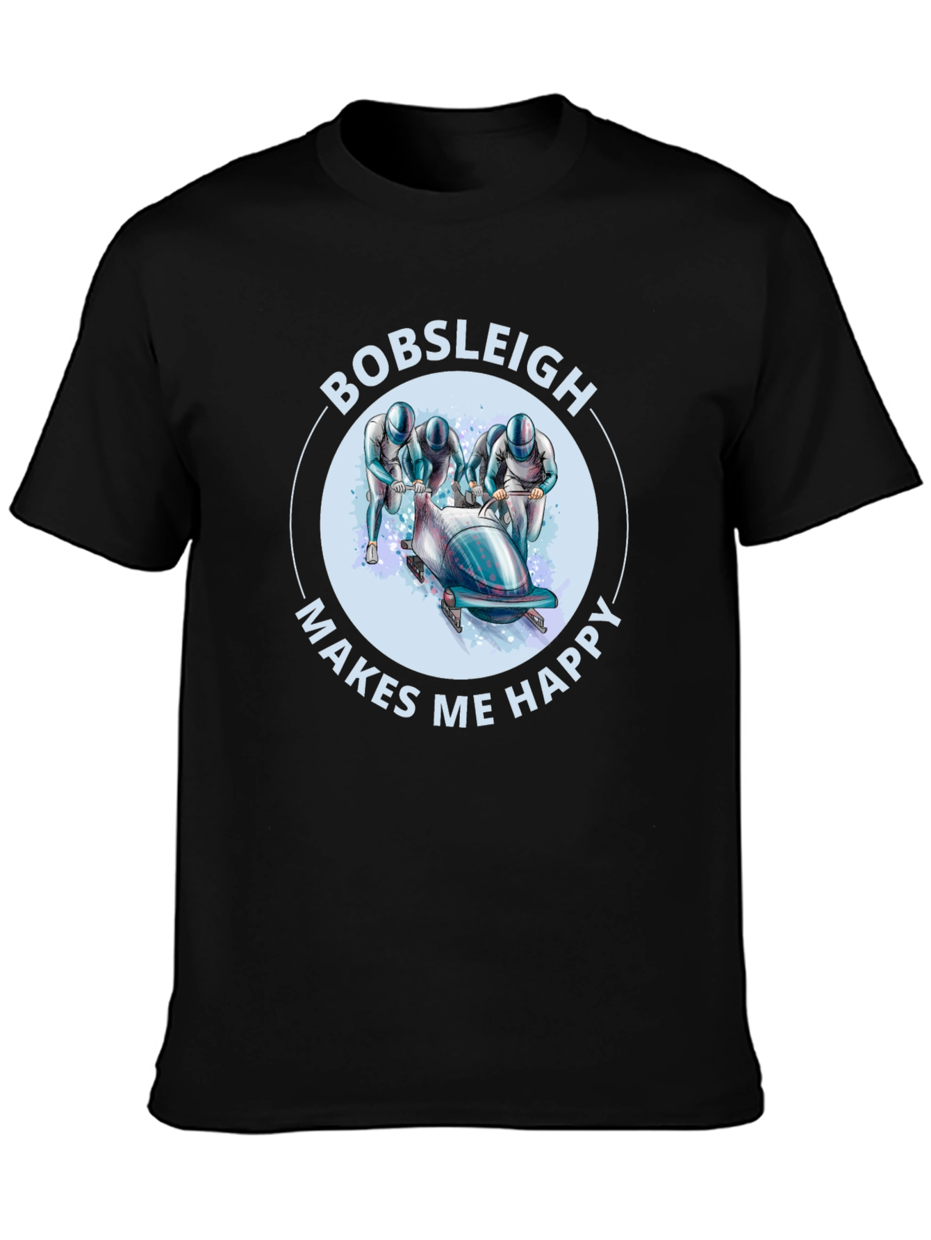 Bobsleigh Makes Me Happy Black T-Shirt