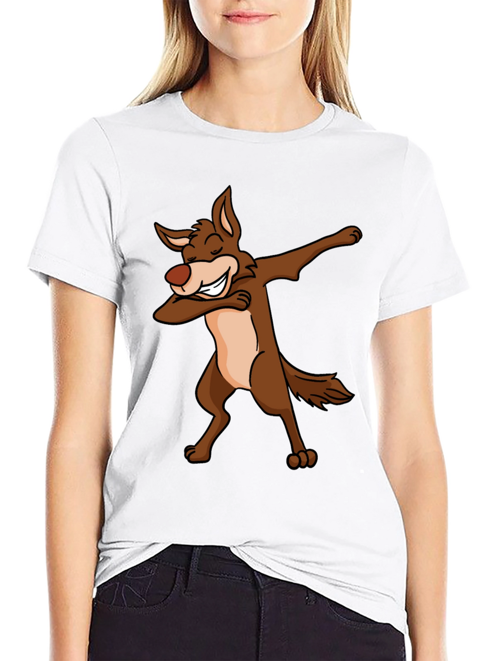 Dabbing Coyote Graphic T-Shirt - Black