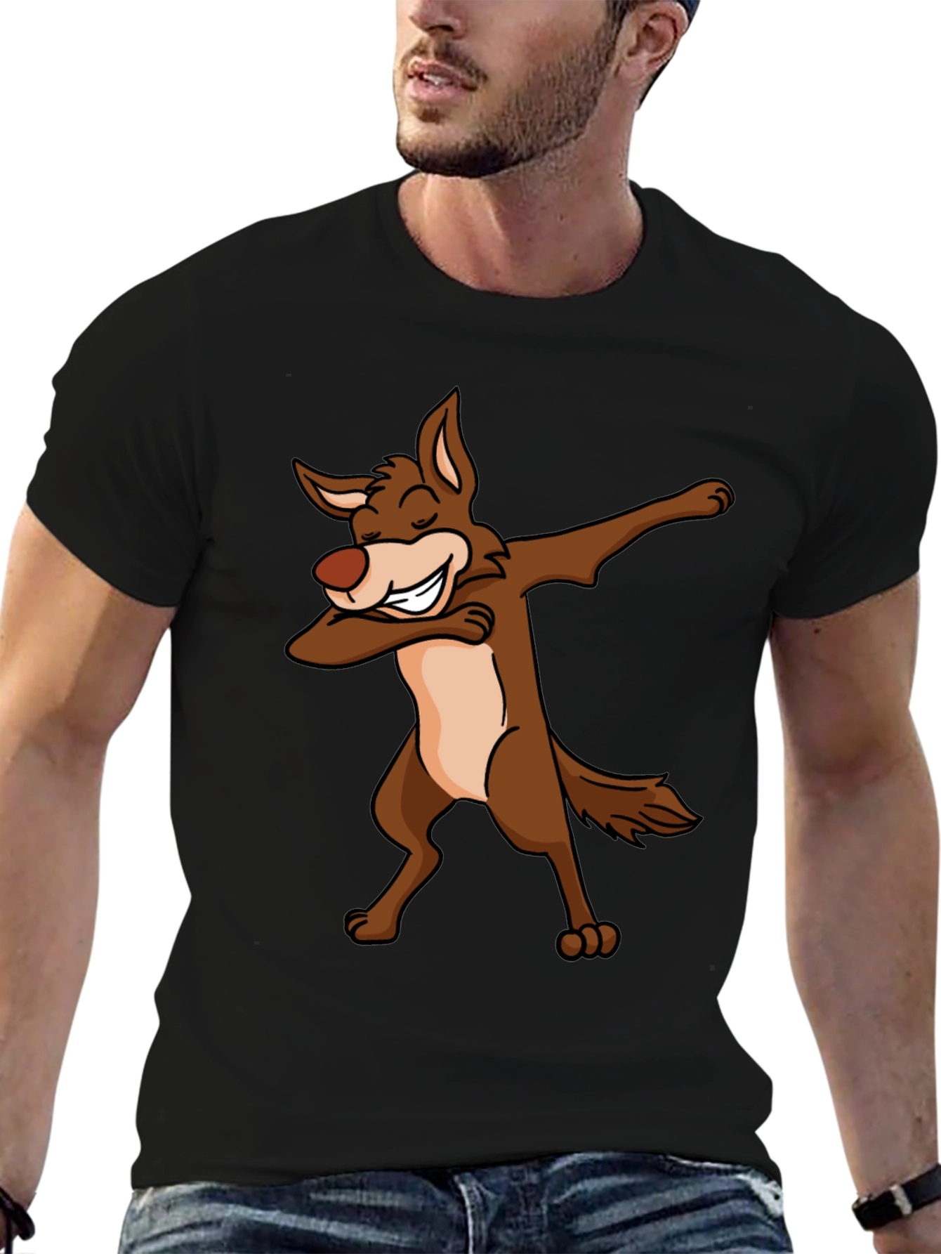 Dabbing Coyote Graphic T-Shirt - Black