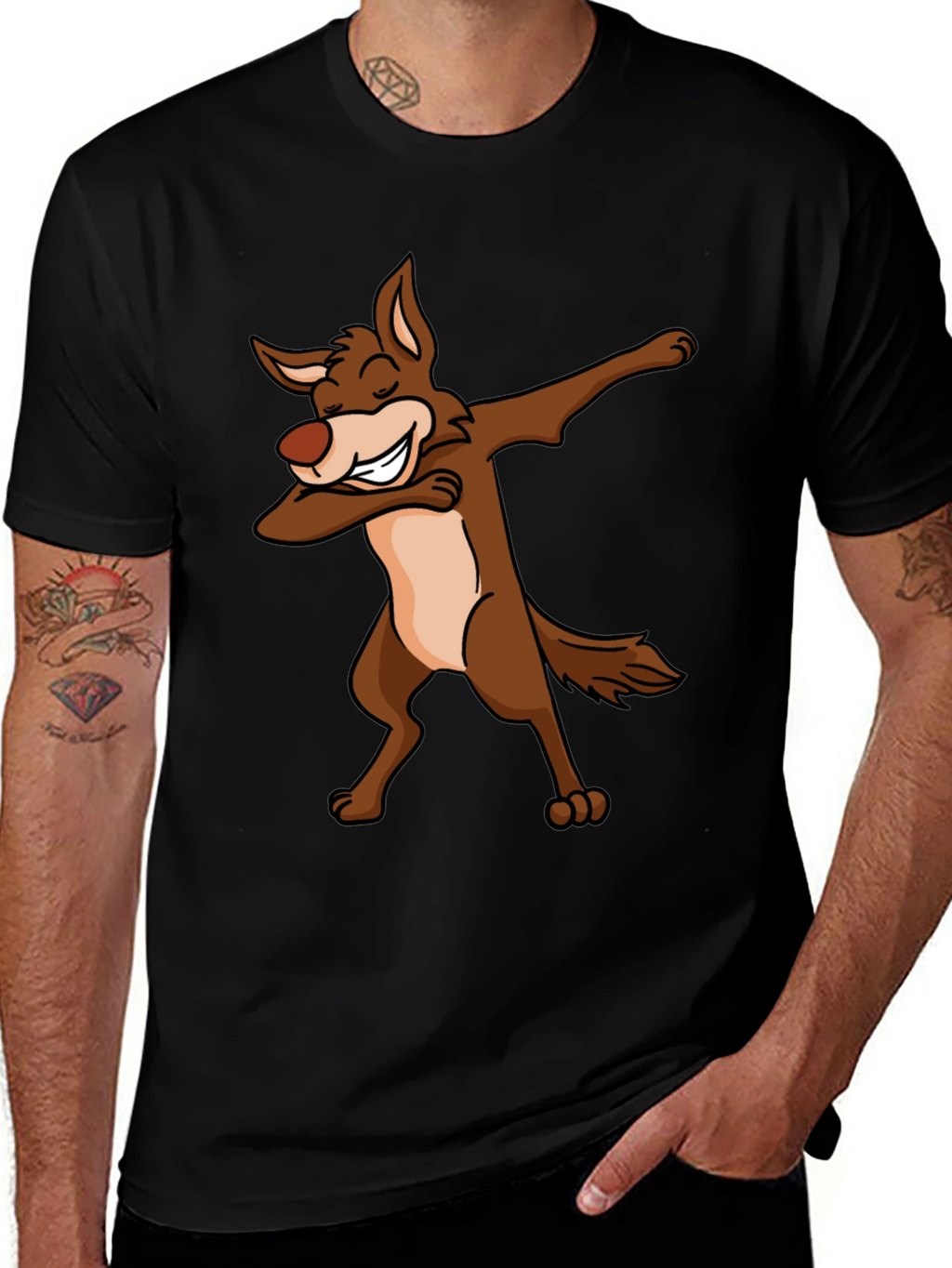 Dabbing Coyote Graphic T-Shirt - Black