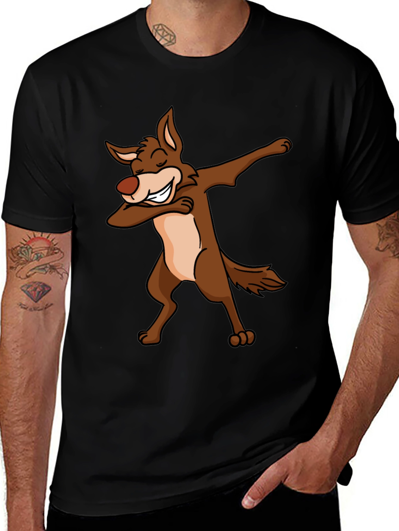 Dabbing Coyote Graphic T-Shirt - Black