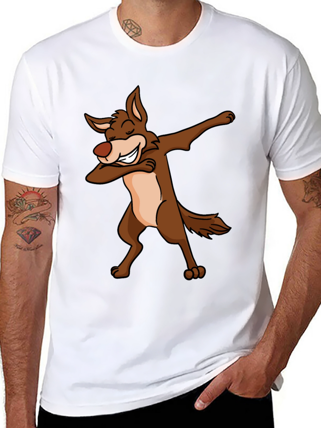 Dabbing Coyote Graphic T-Shirt - Black