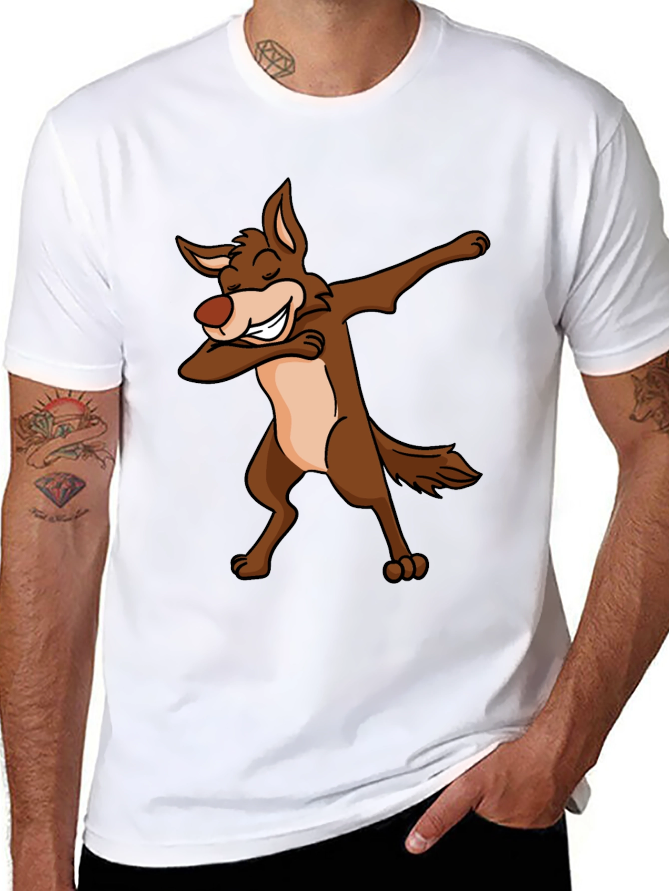 Dabbing Coyote Graphic T-Shirt - Black