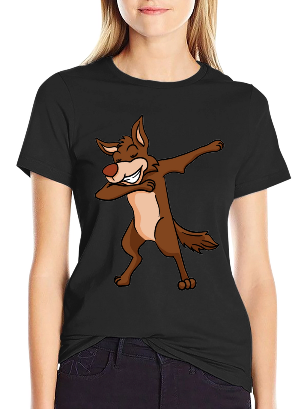 Dabbing Coyote Graphic T-Shirt - Black