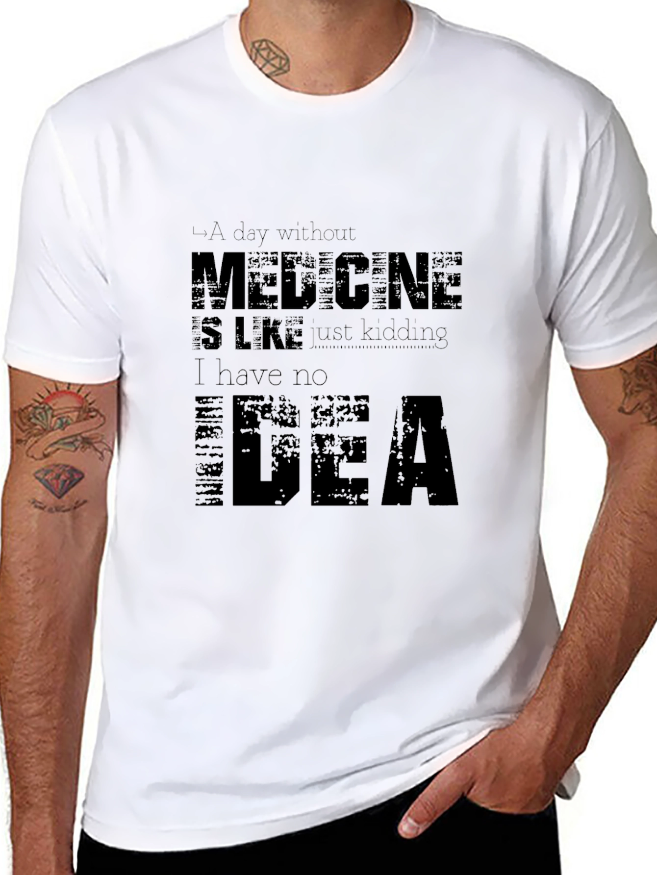Humorous Medicine Graphic Print Black T-Shirt