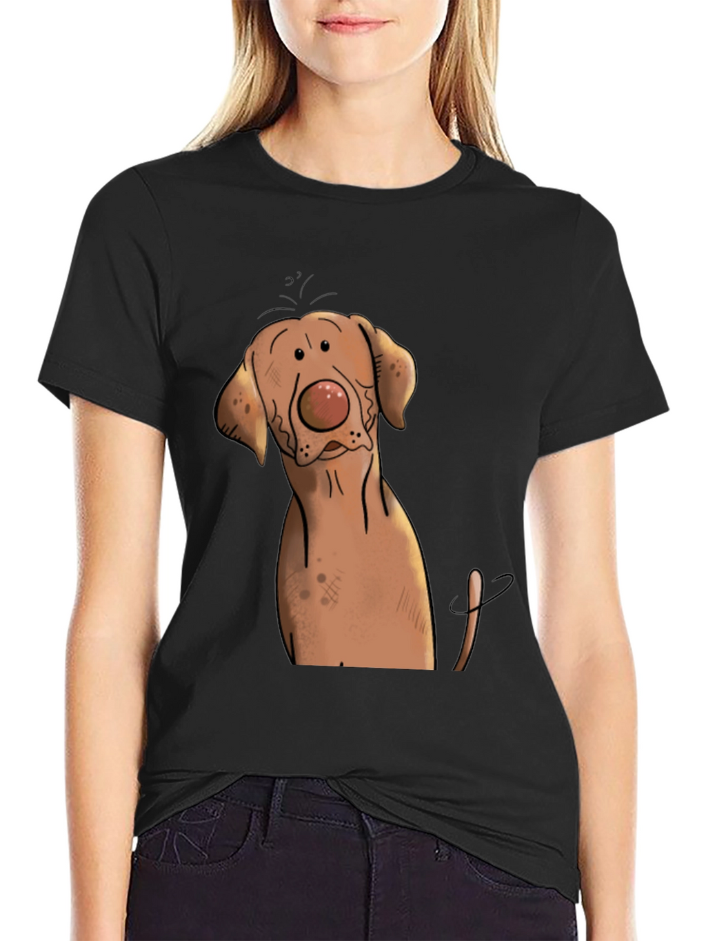 Funny Dog Graphic Tee - Black Cotton T-Shirt
