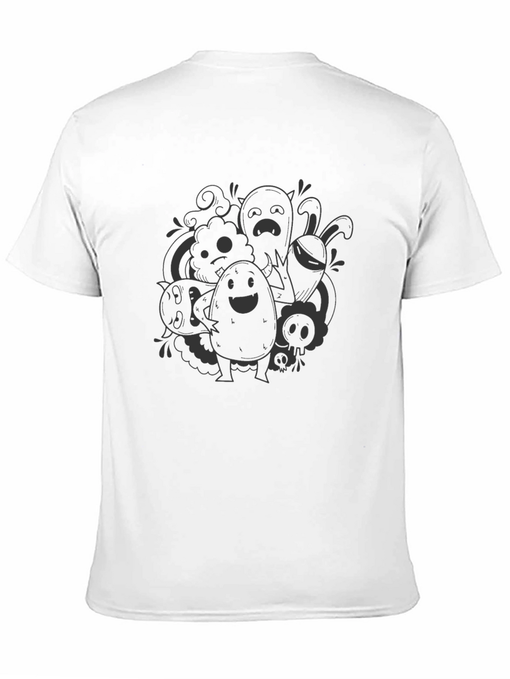 Whimsical Doodle Graphic Black T-Shirt