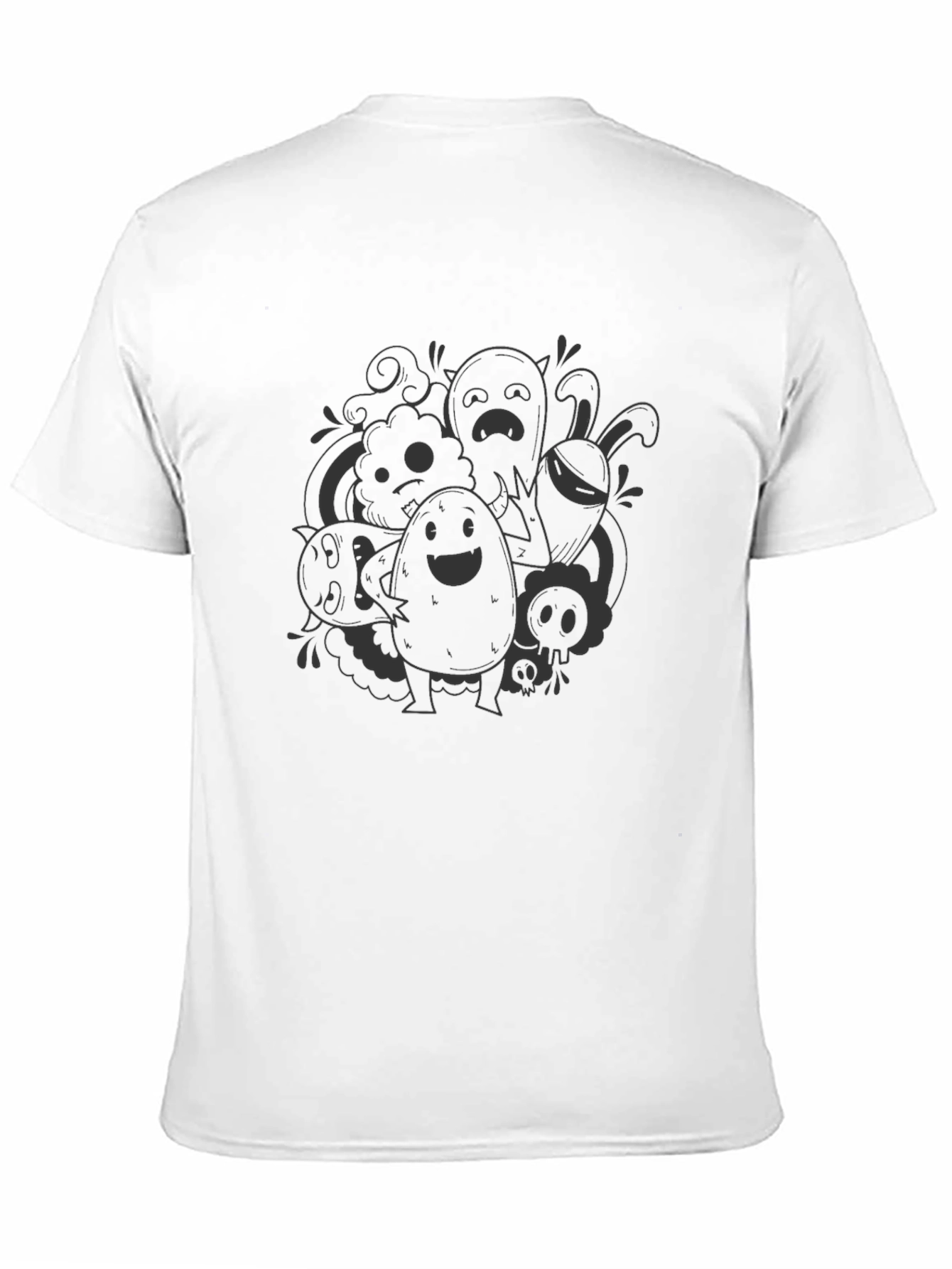 Whimsical Doodle Graphic Black T-Shirt