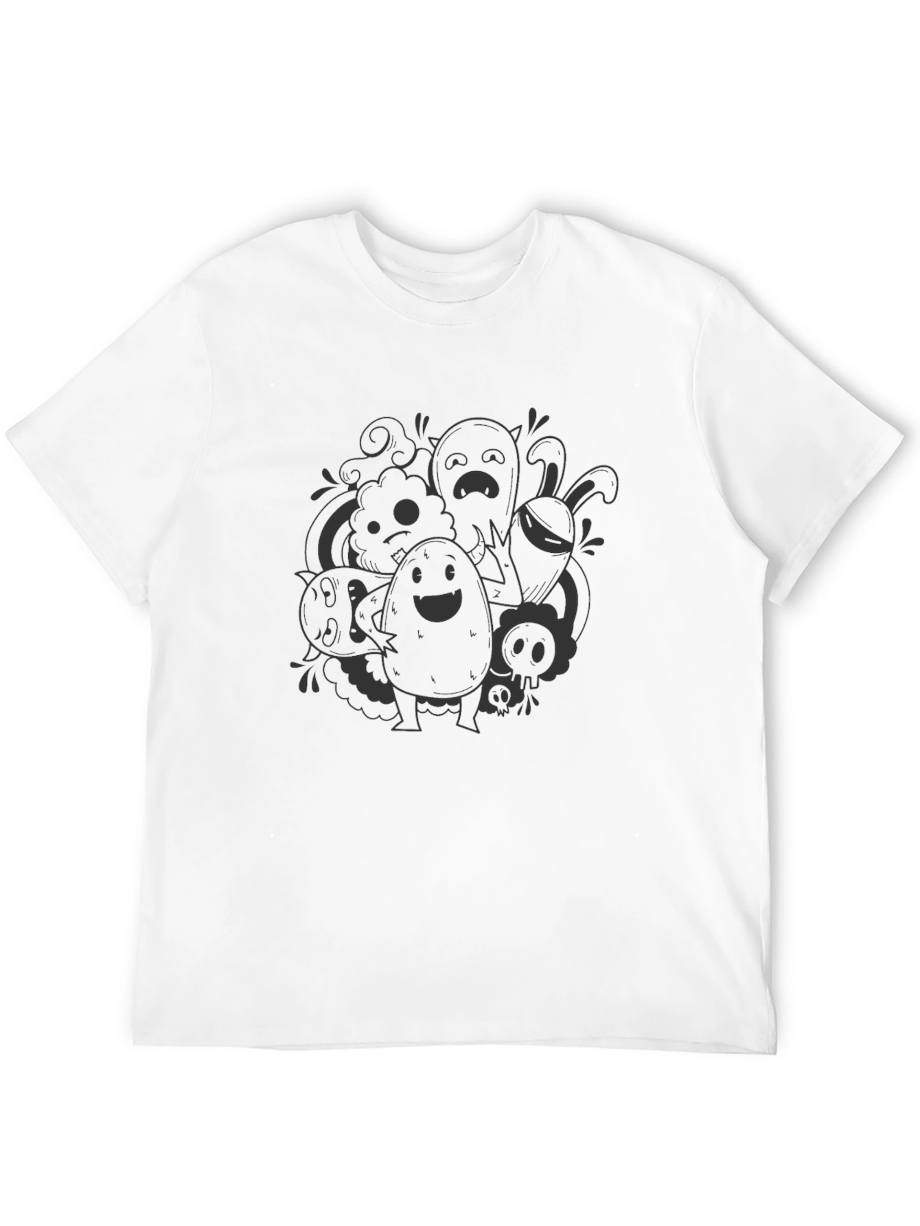 Whimsical Doodle Graphic Black T-Shirt