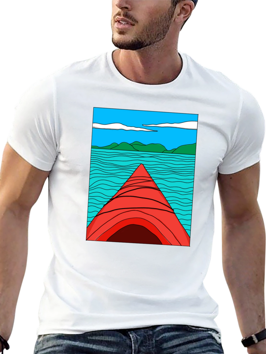 Kayak Lake View Graphic T-Shirt