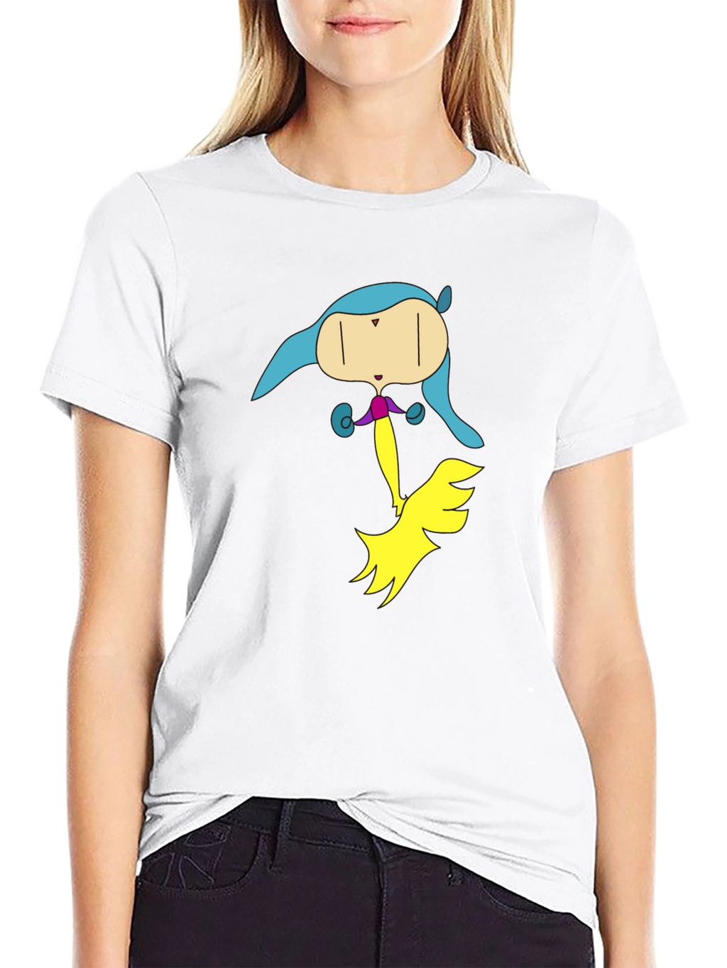Unique Cartoon Character Graphic Black T-Shirt