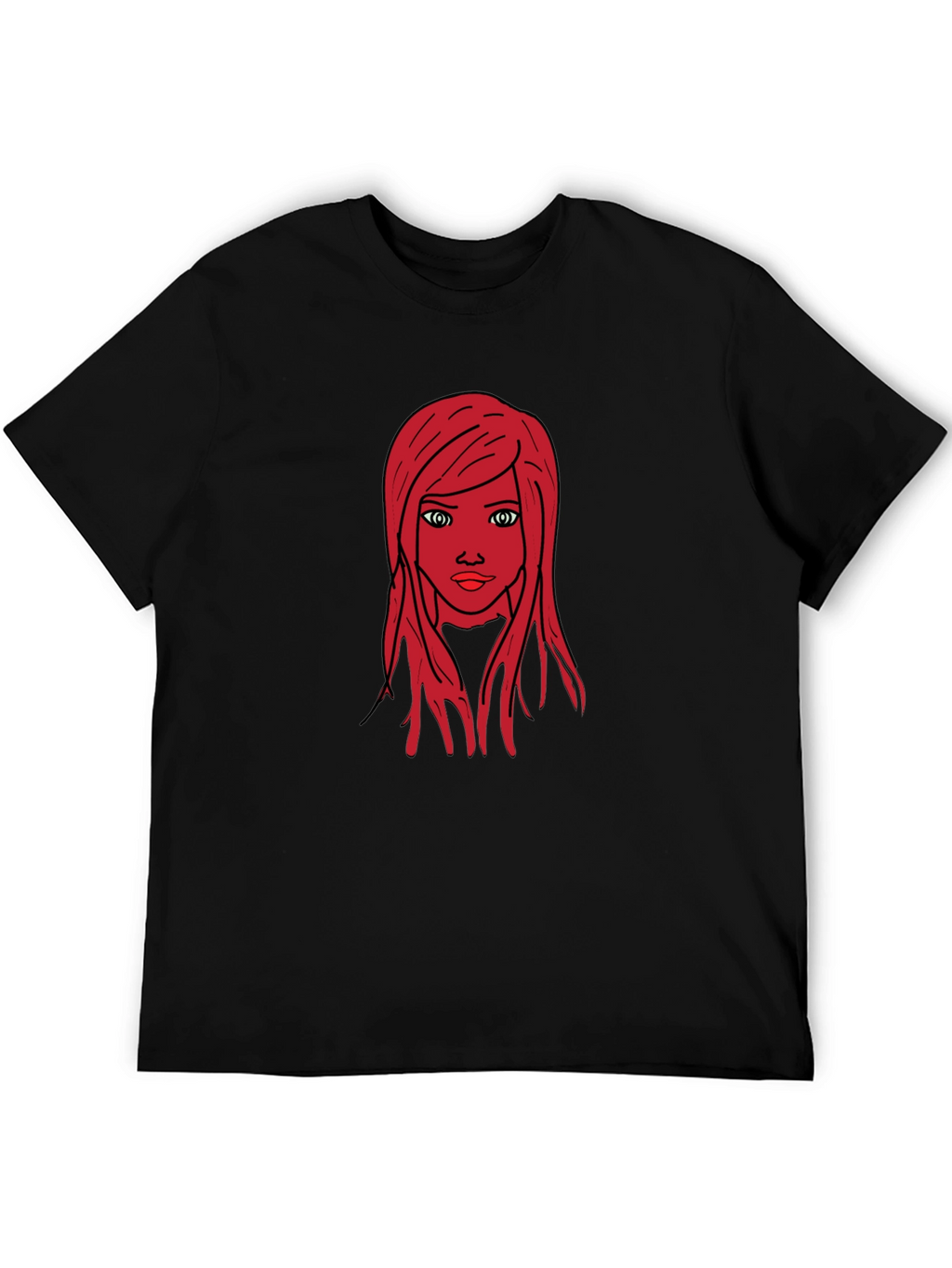 Graphic Tee: Red Haired Girl Black T-Shirt